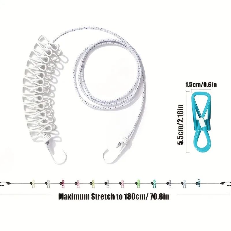 Portable Retractable Clothesline With Clips 4