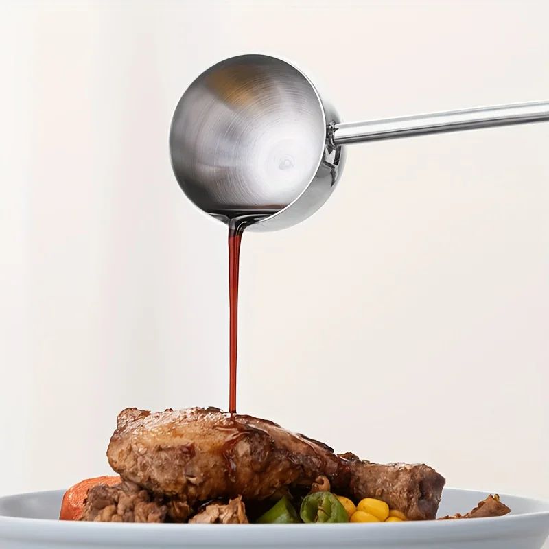 Stainless Steel Long Handle Hot Oil Spoon 0