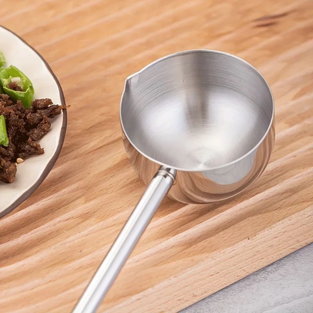 Stainless Steel Long Handle Hot Oil Spoon 1