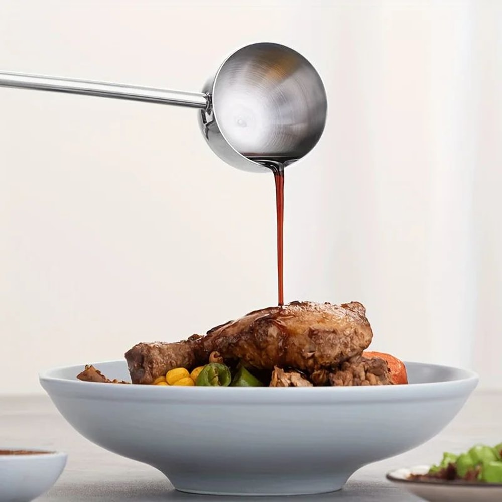 Stainless Steel Long Handle Hot Oil Spoon 4