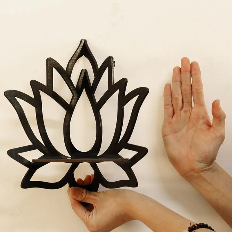 Wooden Lotus Wall Mounted Decorative Shelf 3