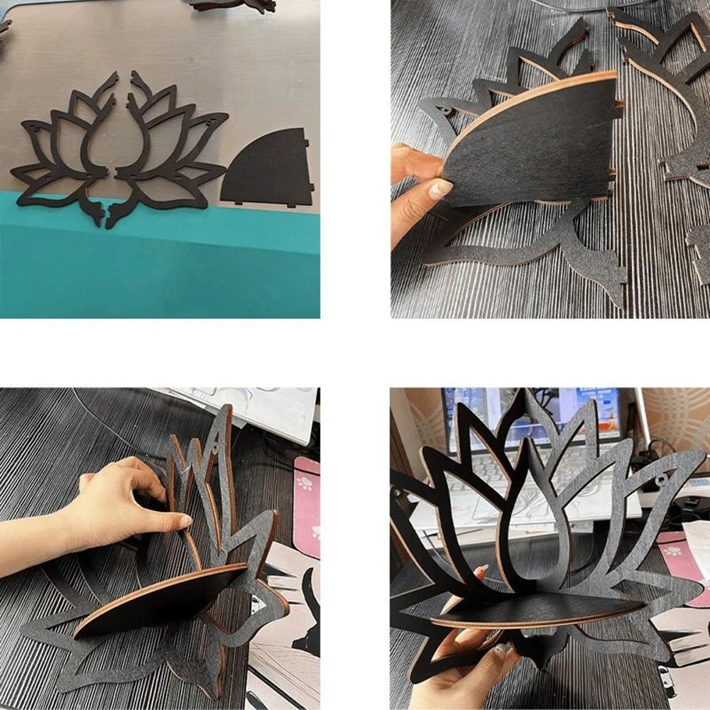 Wooden Lotus Wall Mounted Decorative Shelf 5