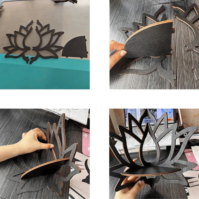 Wooden Lotus Wall Mounted Decorative Shelf 5