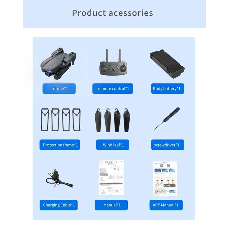 E99Pro 4K WiFi FPV Foldable RC Drone With HD Camera 15