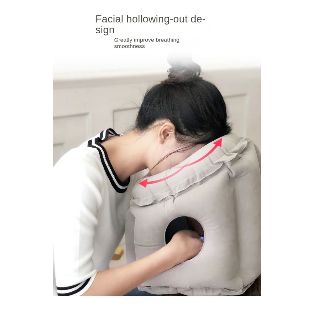 Inflatable Travel Pillow With Headrest And Chin Support 12