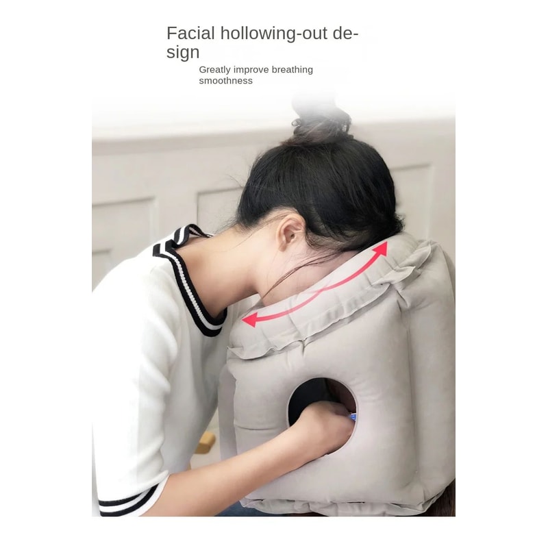 Inflatable Travel Pillow With Headrest And Chin Support 12