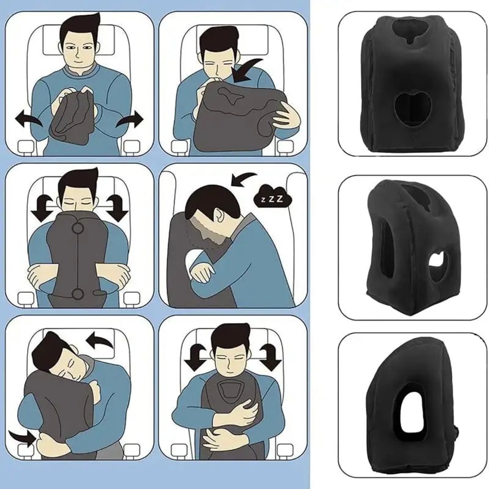 Inflatable Travel Pillow With Headrest And Chin Support 13