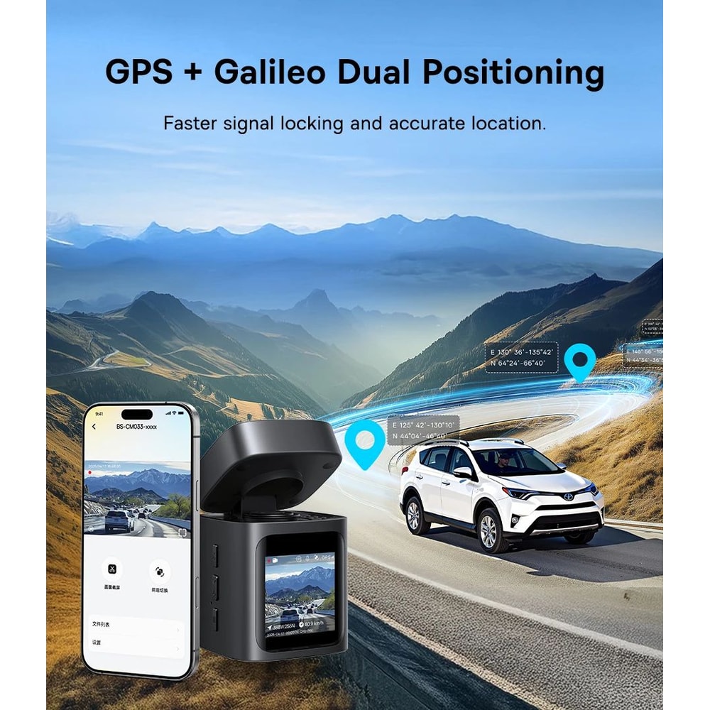 Baseus 3K Front Rear GPS Dash Cam With 24H Parking Support 12