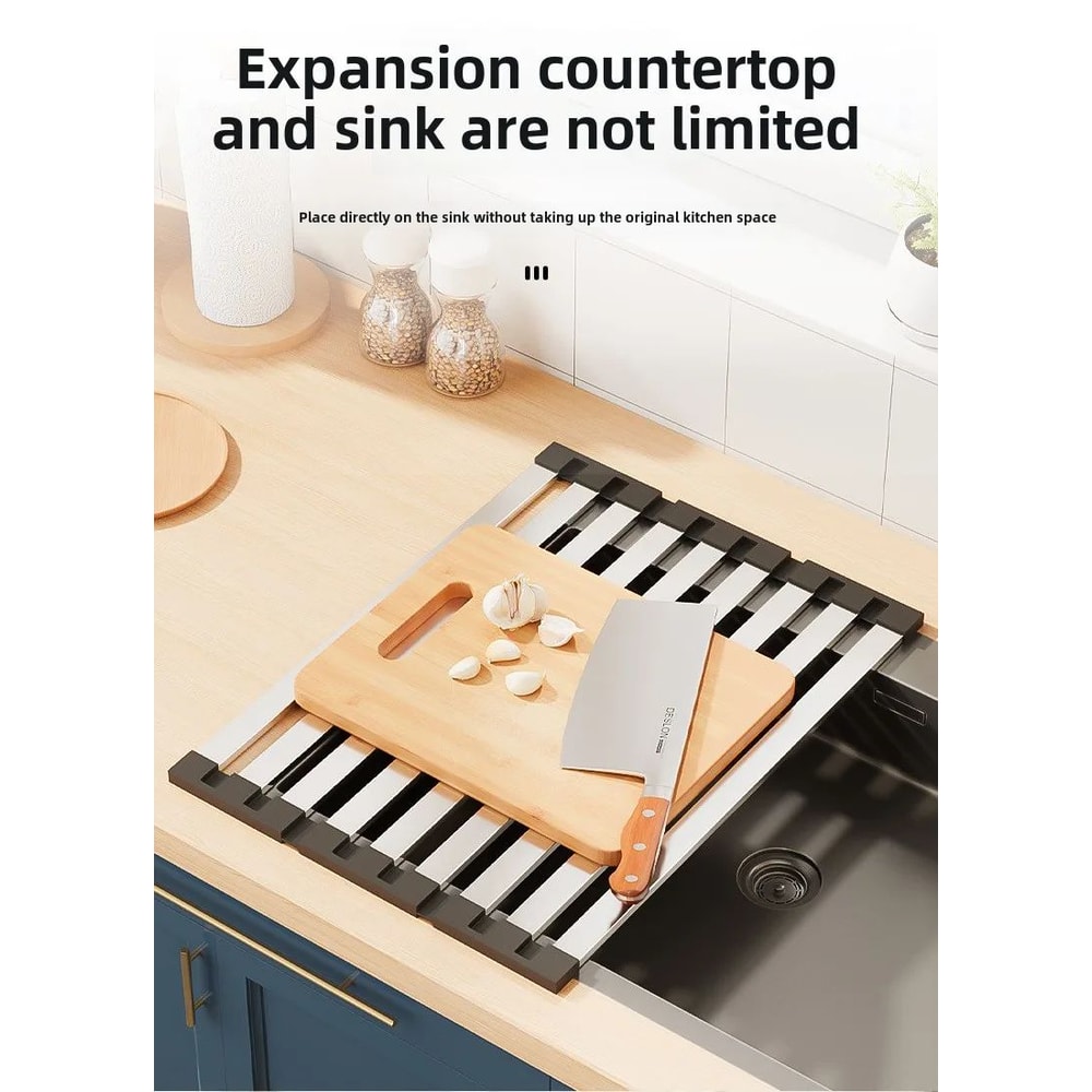 304 Stainless Steel Foldable Sink Drain Storage Rack 6