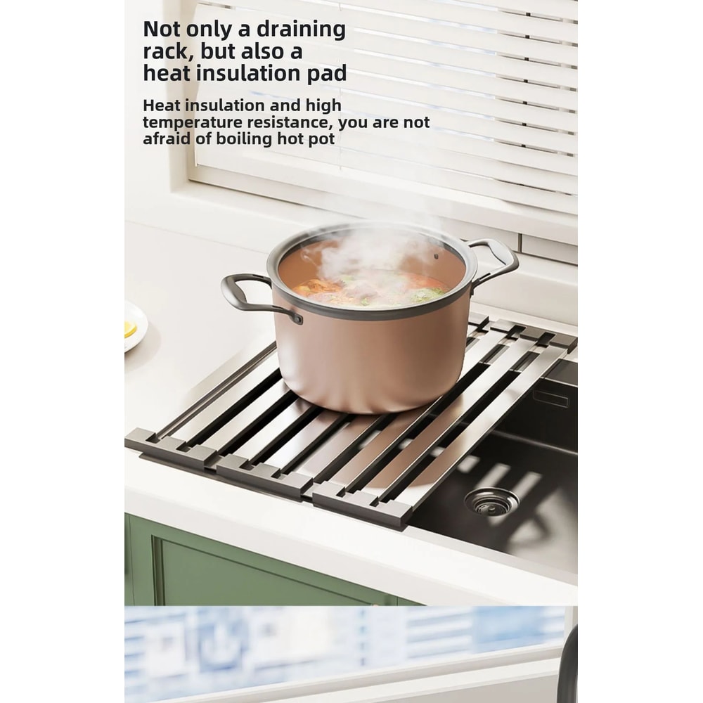 304 Stainless Steel Foldable Sink Drain Storage Rack 7