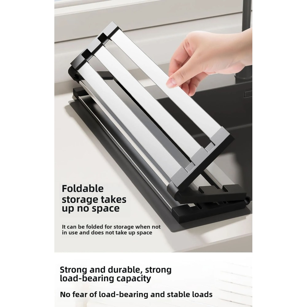 304 Stainless Steel Foldable Sink Drain Storage Rack 8