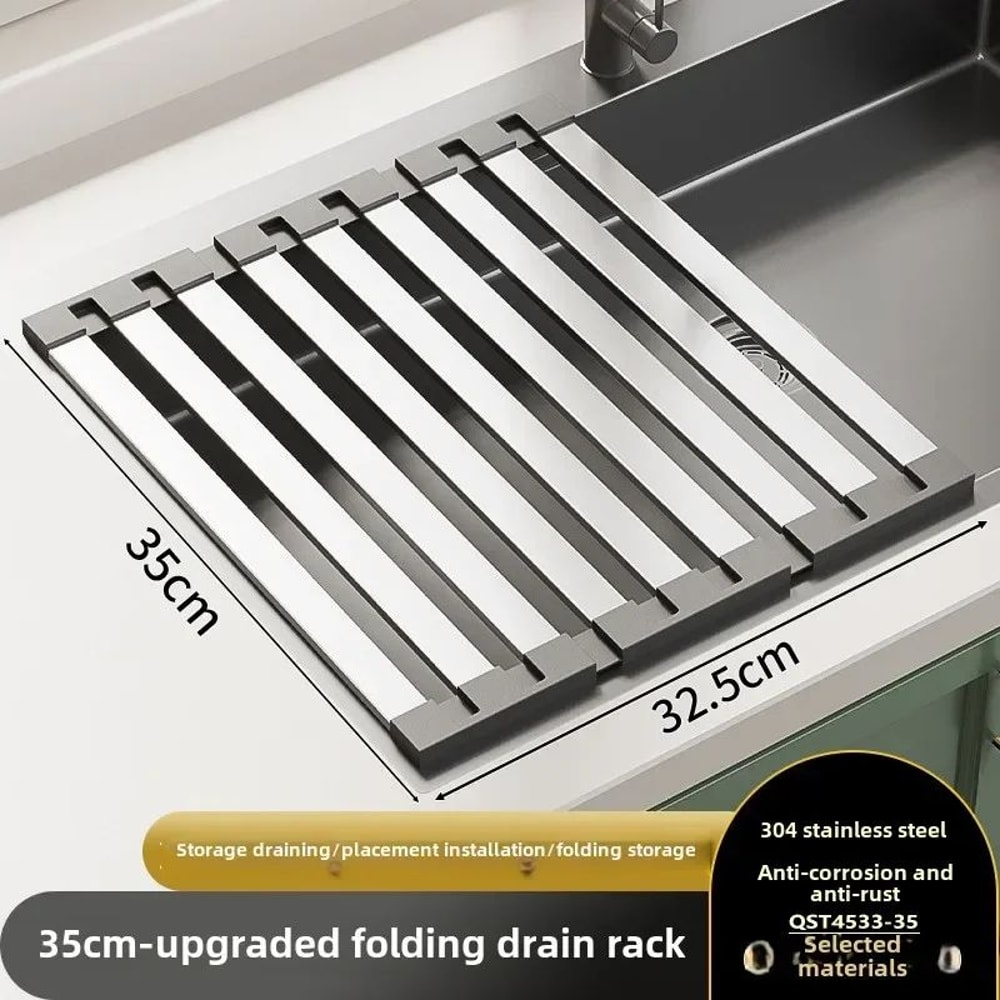 304 Stainless Steel Foldable Sink Drain Storage Rack 9