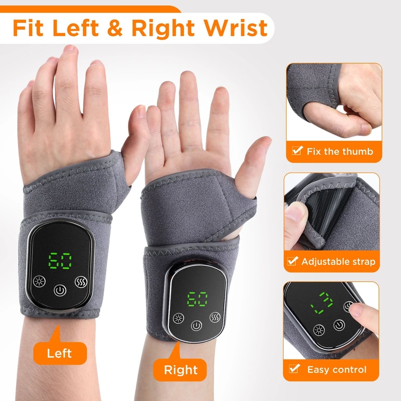 Electric Heated Wrist Hand Massager Brace With Adjustable Heat And Vibration 5