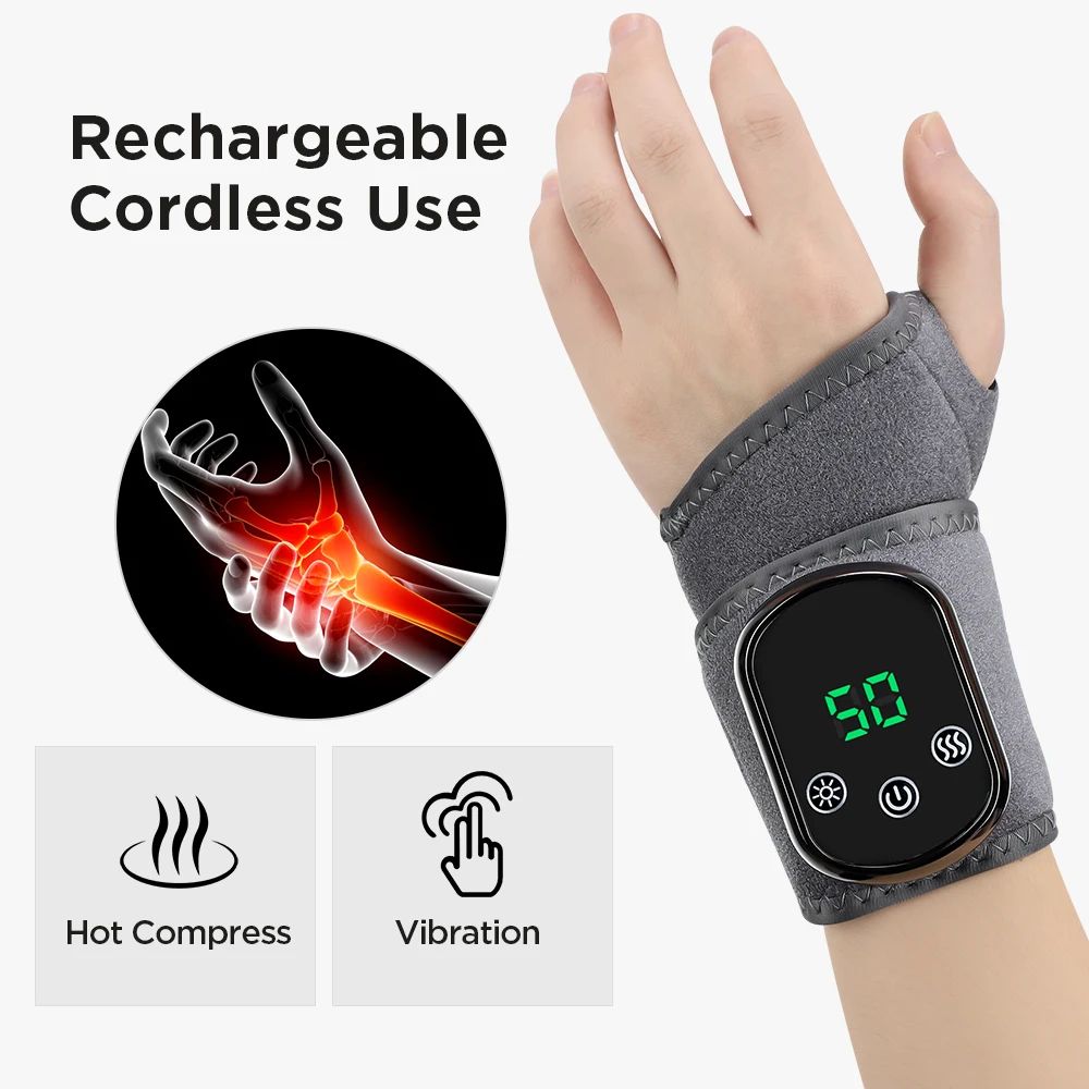 Electric Heated Wrist Hand Massager Brace With Adjustable Heat And Vibration 6