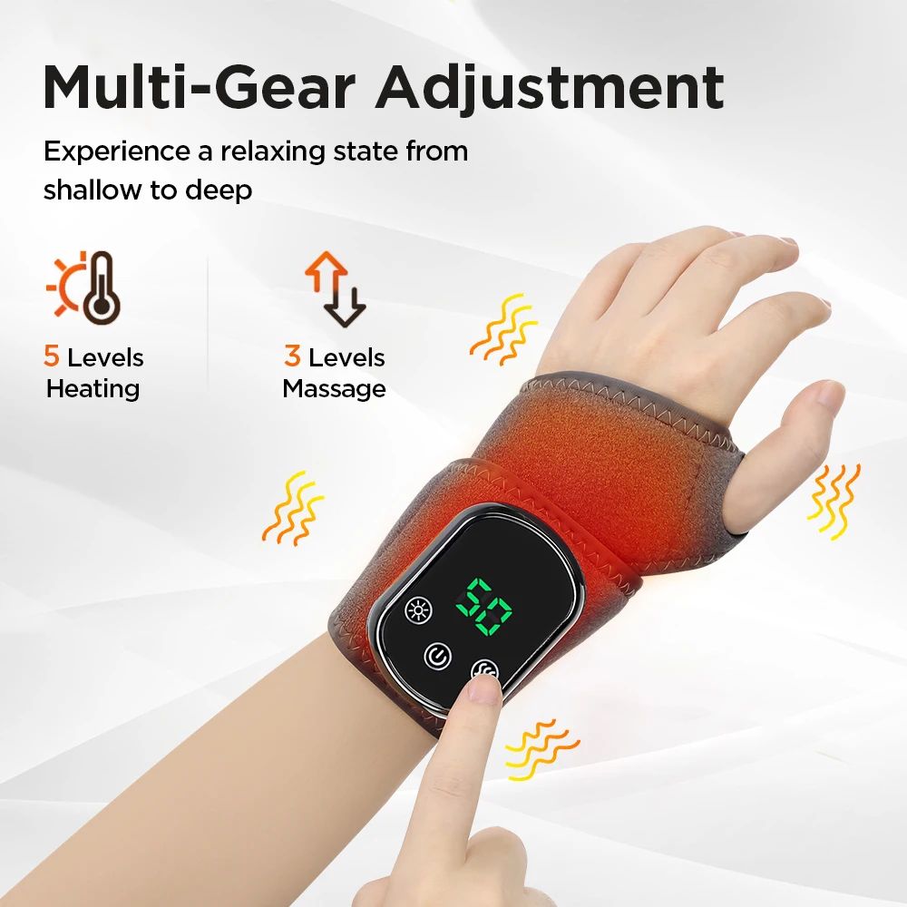 Electric Heated Wrist Hand Massager Brace With Adjustable Heat And Vibration 10