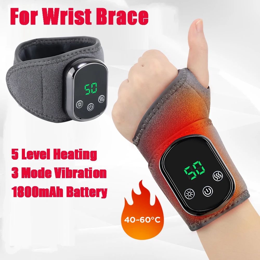 Electric Heated Wrist Hand Massager Brace With Adjustable Heat And Vibration 17