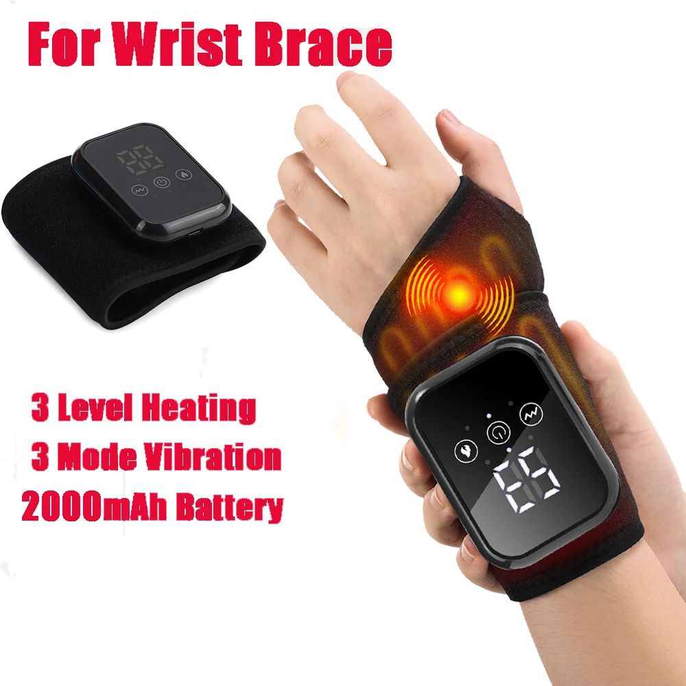 Electric Heated Wrist Hand Massager Brace With Adjustable Heat And Vibration 21
