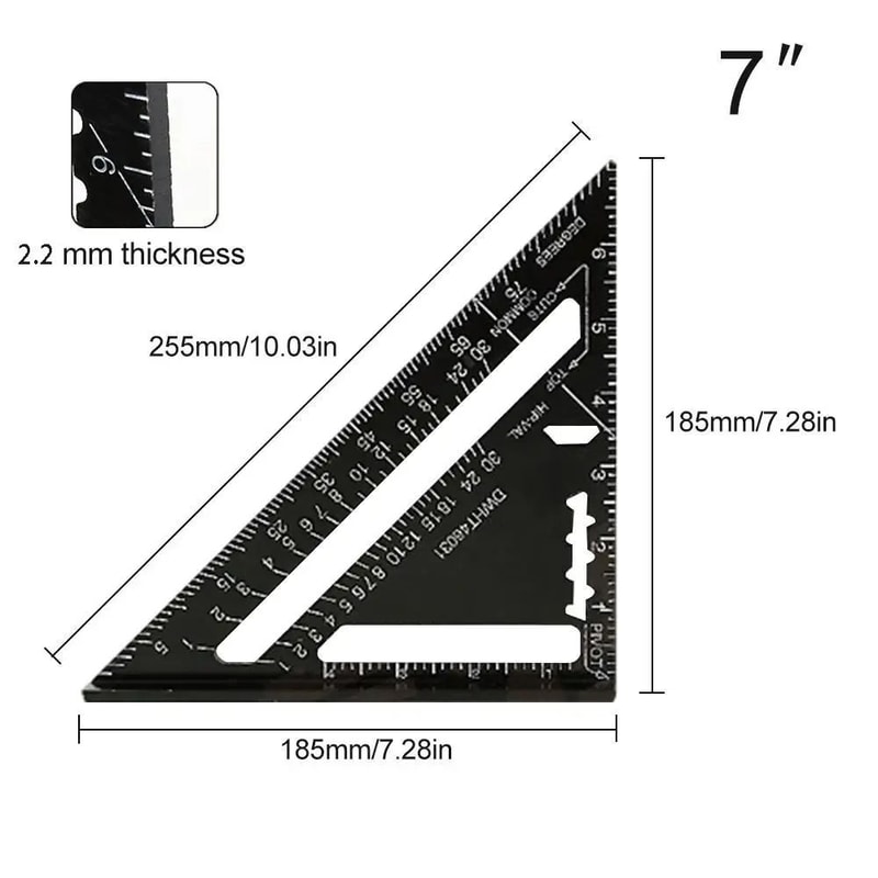 7 Inch Aluminium Alloy Triangle Ruler Speed Square 8