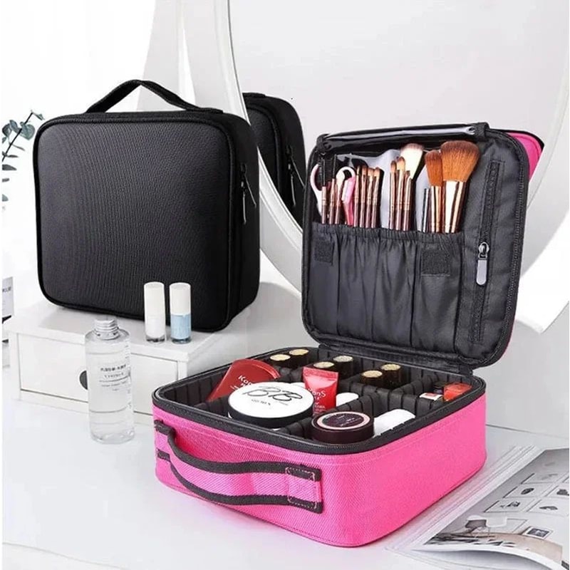 Large Waterproof Travel Makeup Bag With Brush Storage 7