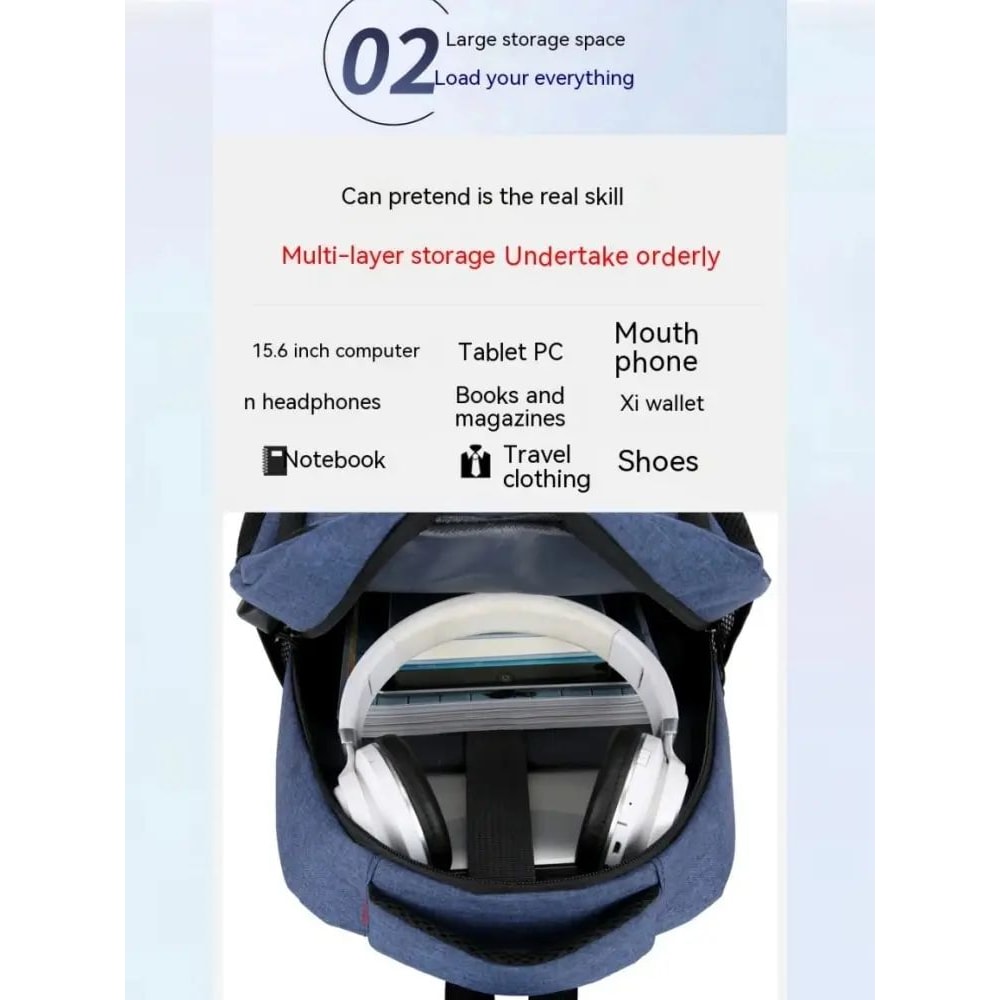 Large Capacity Travel College Backpack With Laptop Pocket 6