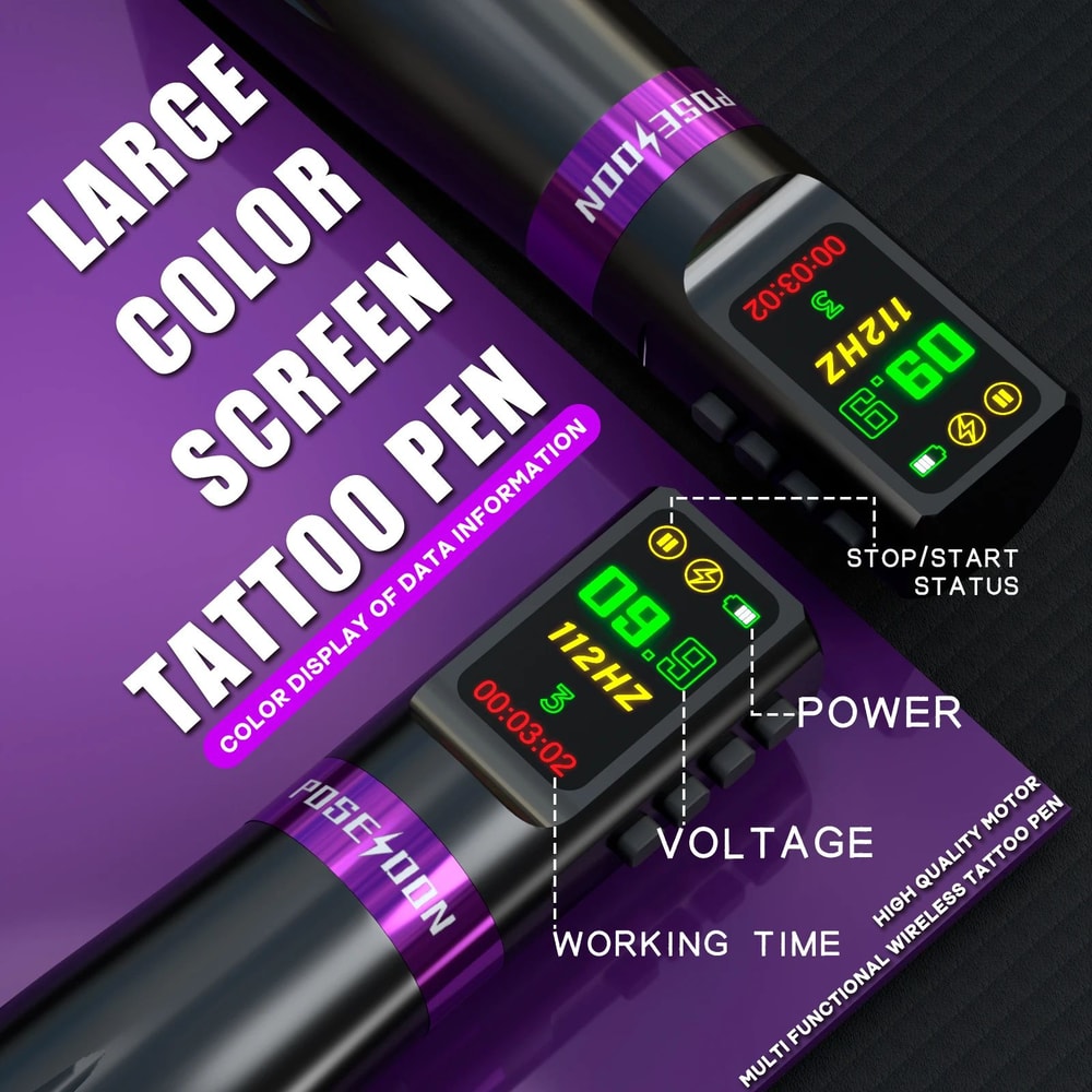 POSEIDON Wireless Tattoo Pen Kit With Power Supply 4