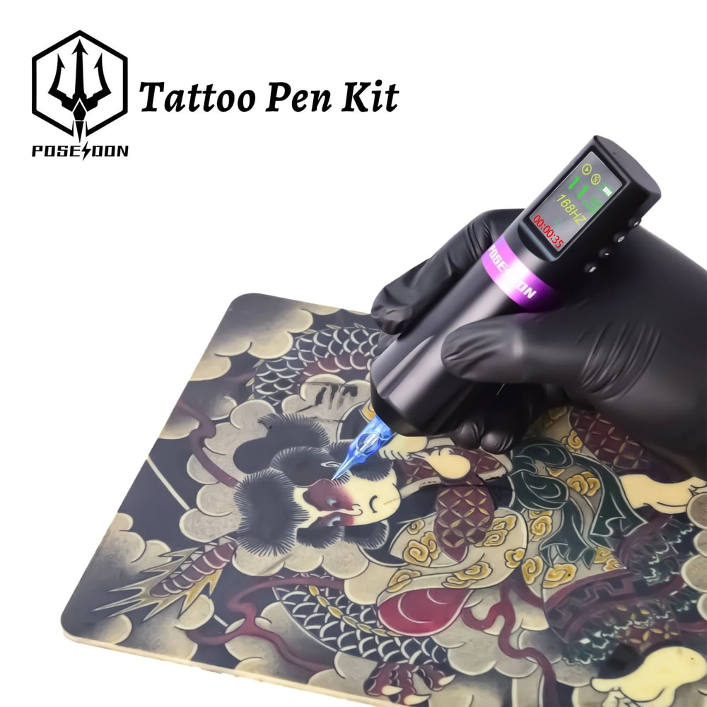 POSEIDON Wireless Tattoo Pen Kit With Power Supply 9
