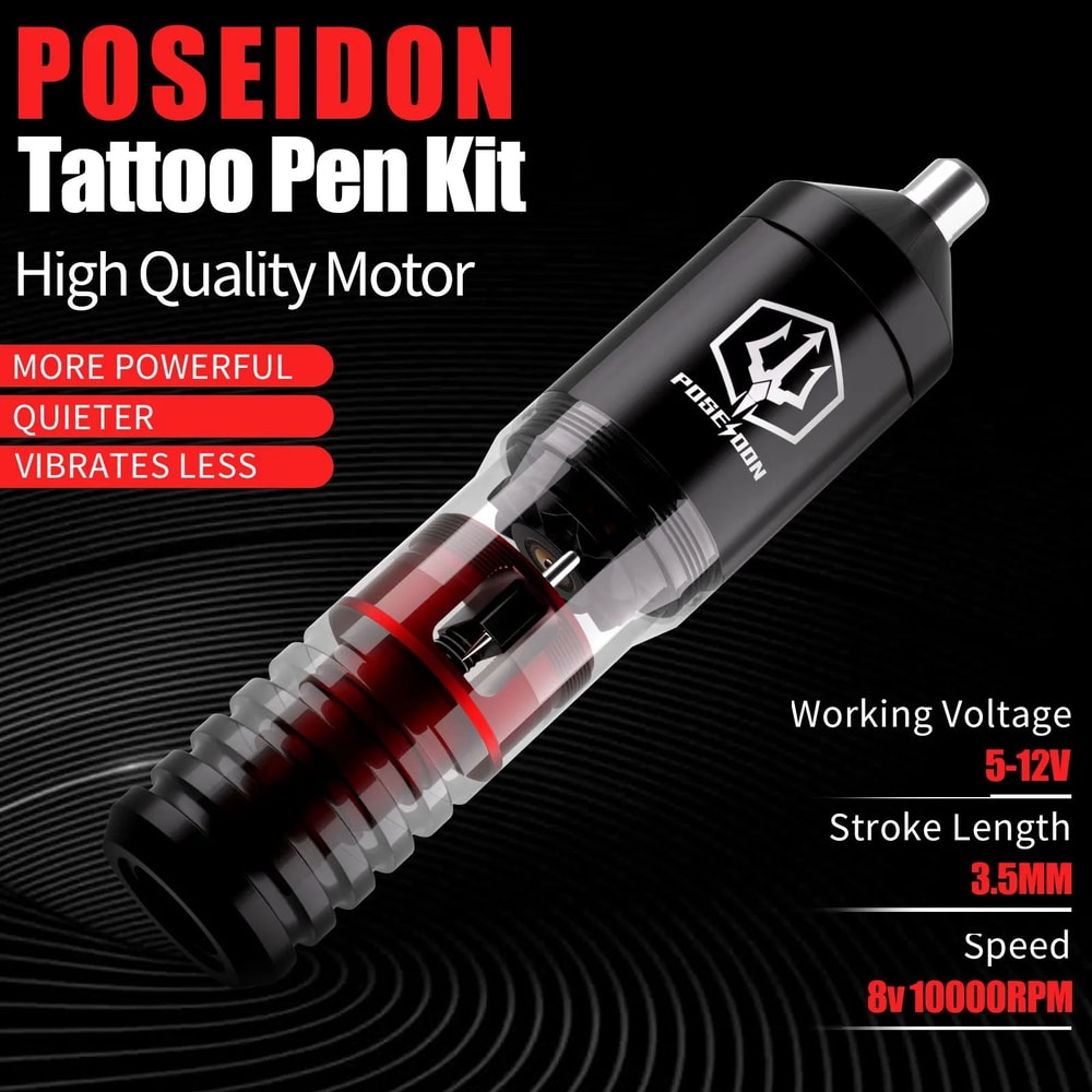 POSEIDON Wireless Tattoo Pen Kit With Power Supply 12
