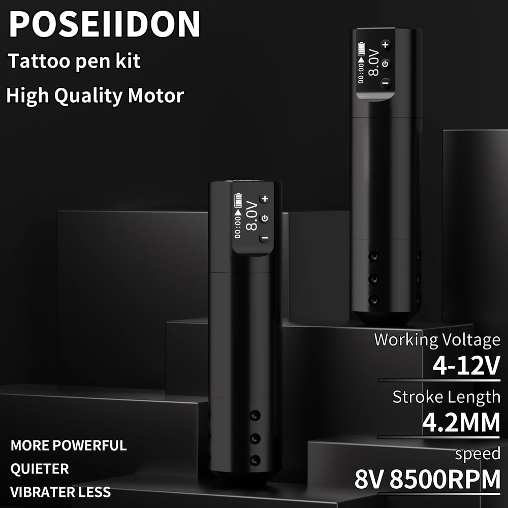 POSEIDON Wireless Tattoo Pen Kit With Power Supply 15