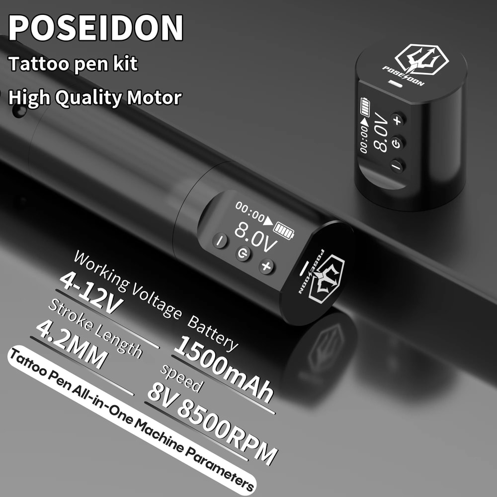 POSEIDON Wireless Tattoo Pen Kit With Power Supply 17