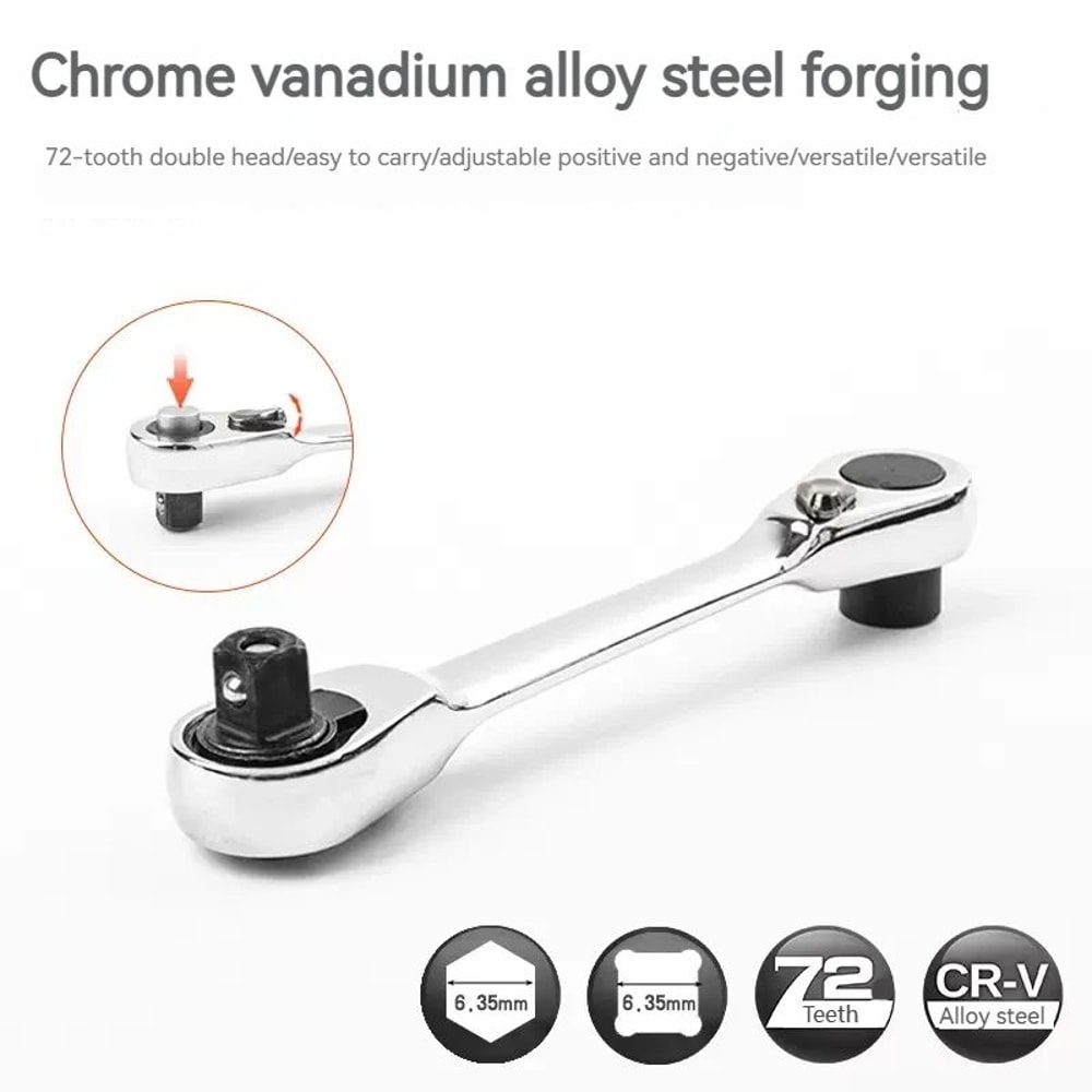 2in1 Compact Ratchet Wrench With Socket Screwdriver Bits 2