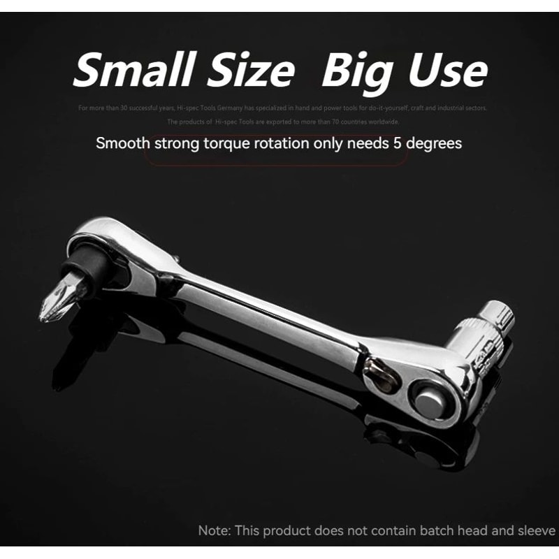 2in1 Compact Ratchet Wrench With Socket Screwdriver Bits 8