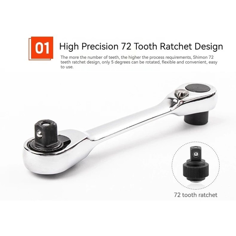 2in1 Compact Ratchet Wrench With Socket Screwdriver Bits 9