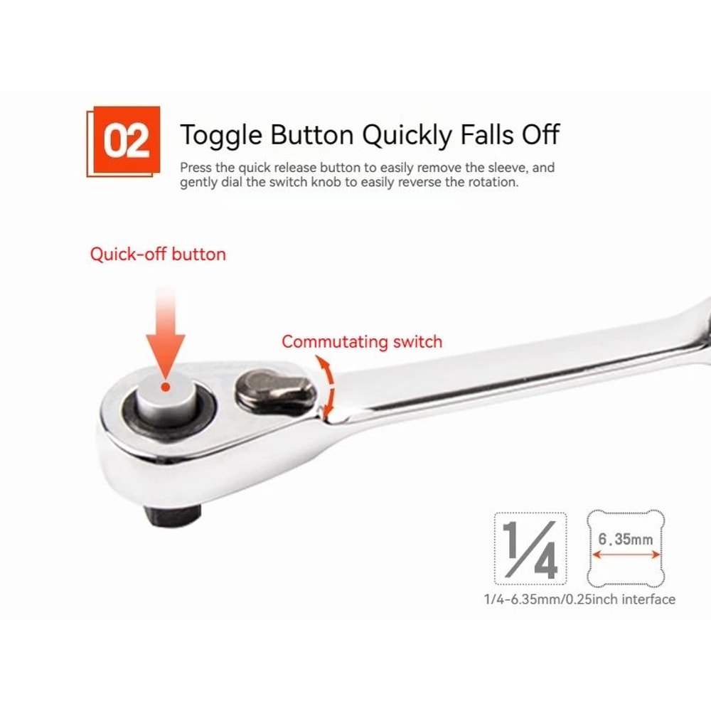 2in1 Compact Ratchet Wrench With Socket Screwdriver Bits 10