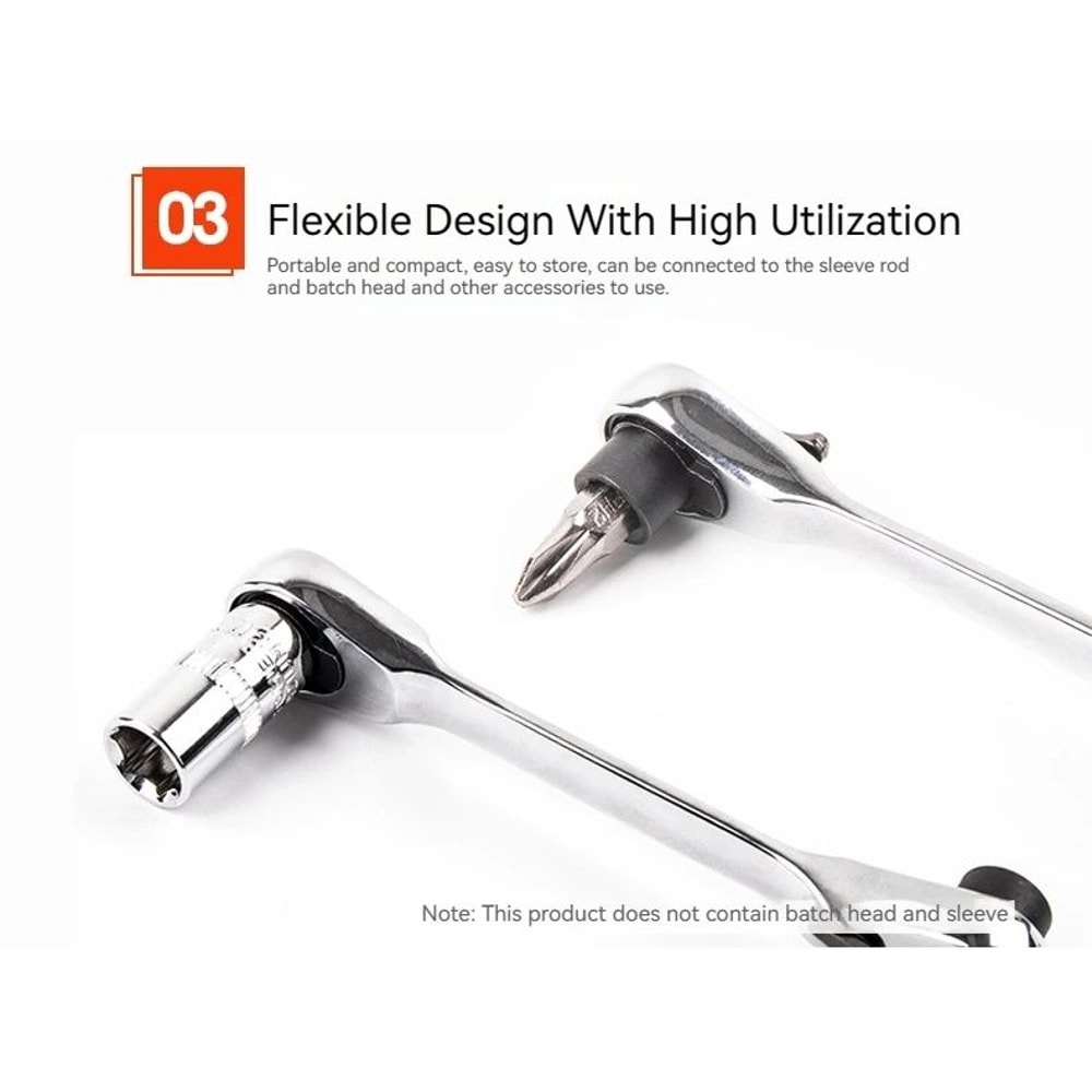 2in1 Compact Ratchet Wrench With Socket Screwdriver Bits 11