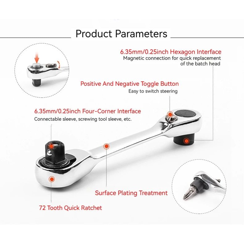 2in1 Compact Ratchet Wrench With Socket Screwdriver Bits 12