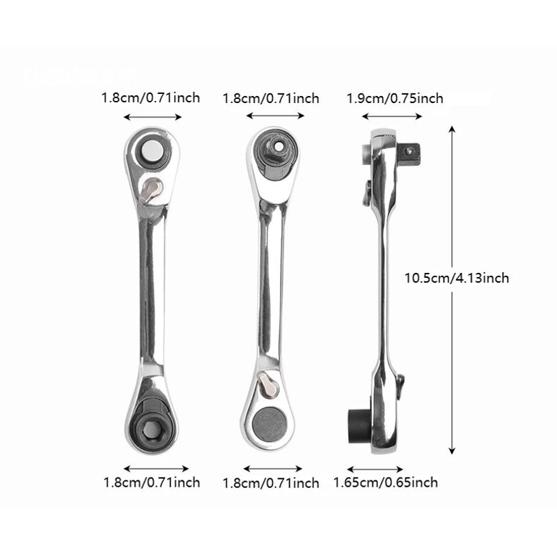 2in1 Compact Ratchet Wrench With Socket Screwdriver Bits 13