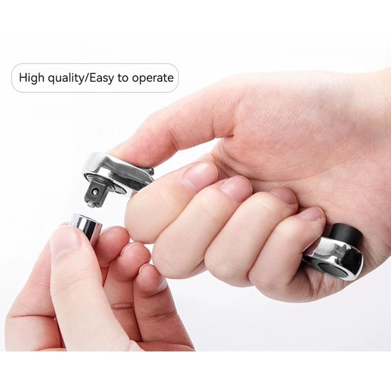 2in1 Compact Ratchet Wrench With Socket Screwdriver Bits 14