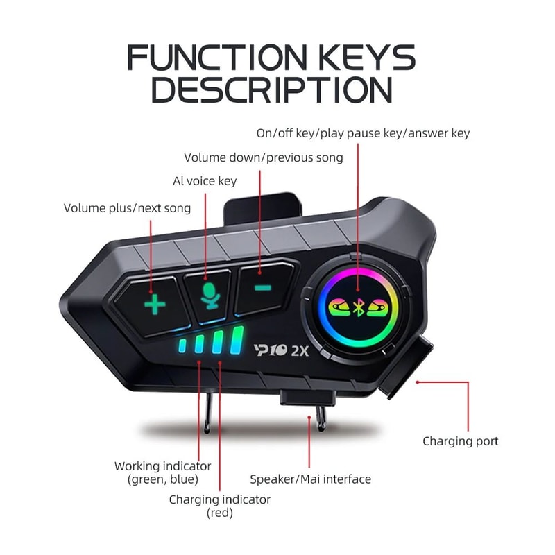 Kebidumei YP10 Wireless Bluetooth 53 Motorcycle Helmet Intercom Headset 11