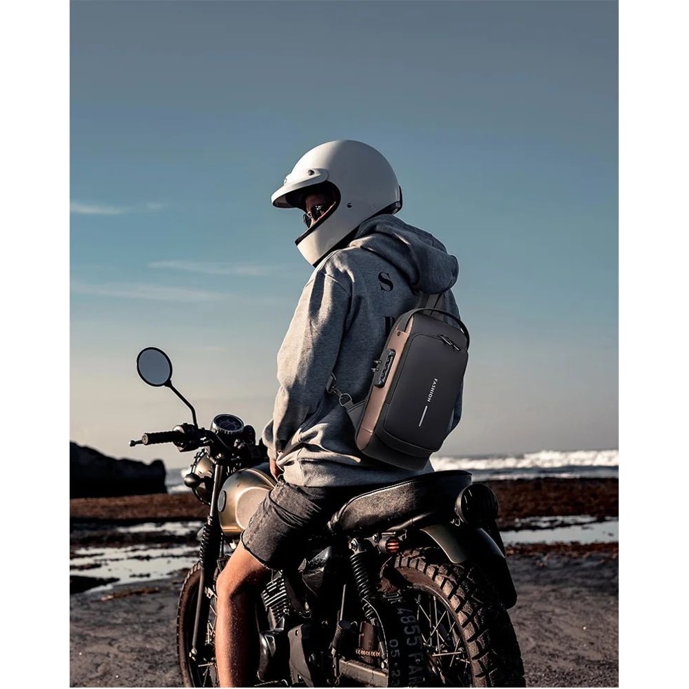 Men PU Leather AntiTheft Crossbody Chest Bag 6