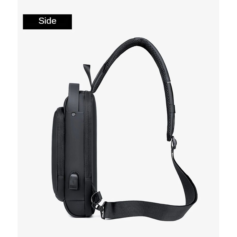 Men PU Leather AntiTheft Crossbody Chest Bag 13