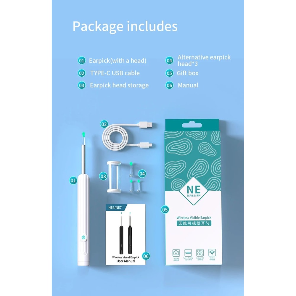 Smart Visual Ear Cleaner With Camera And 6 LED Lights Earpick 15