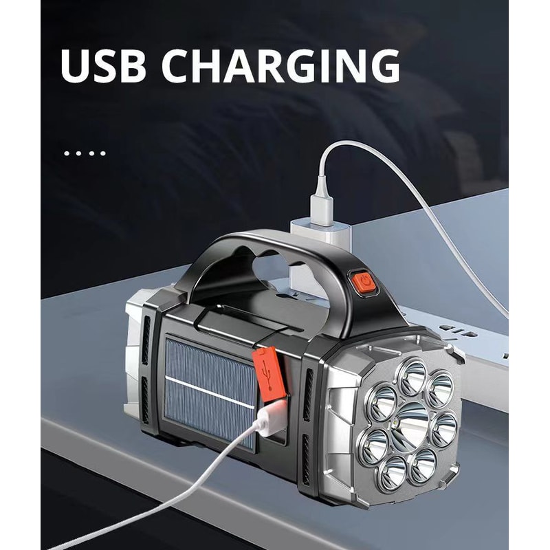 Rechargeable Solar LED Flashlight Work Light 12