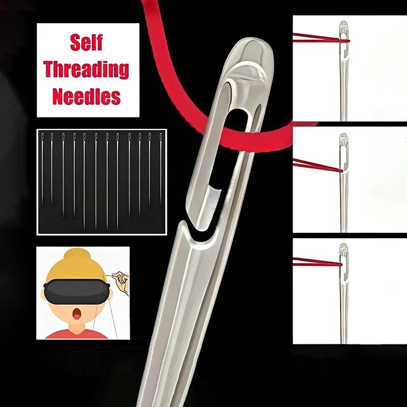 Self Threading Sewing Needles Set For Easy Stitching 2