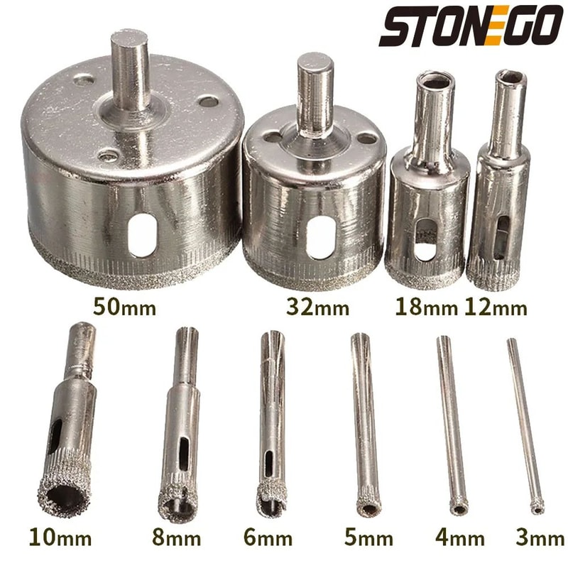 Diamond Coated Hole Saw Drill Bit Set For Tile And Glass 0