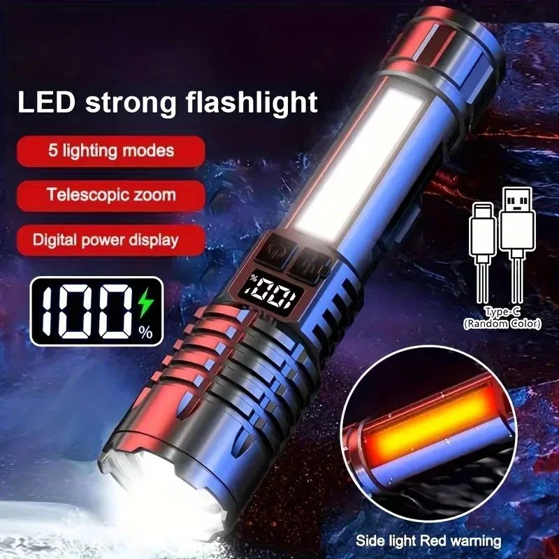 High Power LED Rechargeable Flashlight With Side Light 6