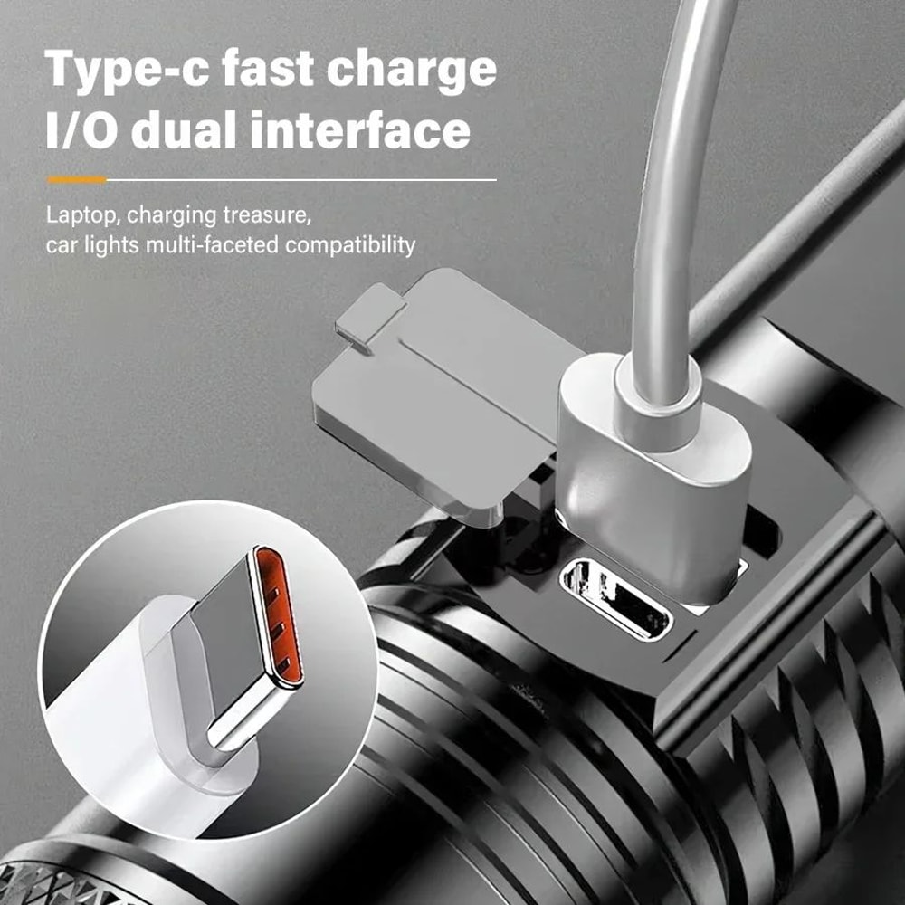 High Power Tactical LED Flashlight With USB Charging 4