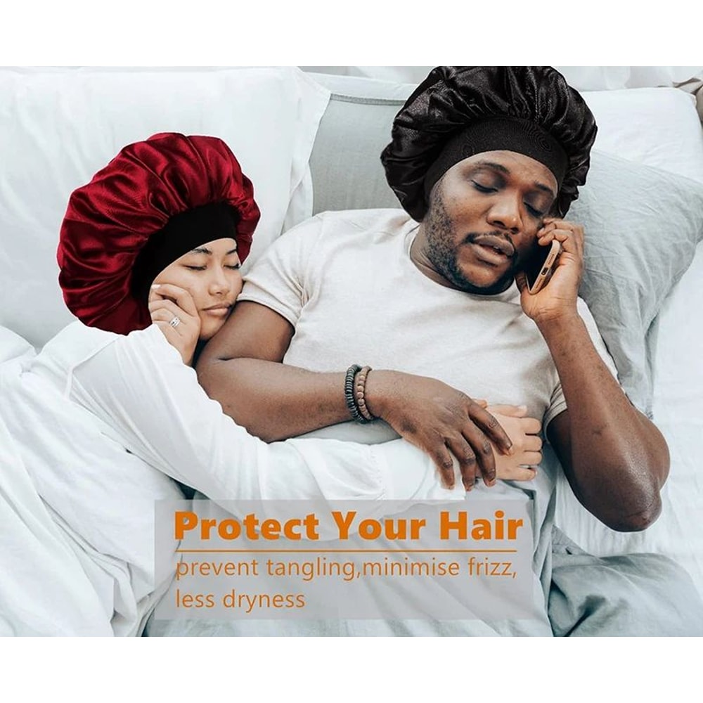 Silky Satin Durag Wave Cap Set For Men And Women 4