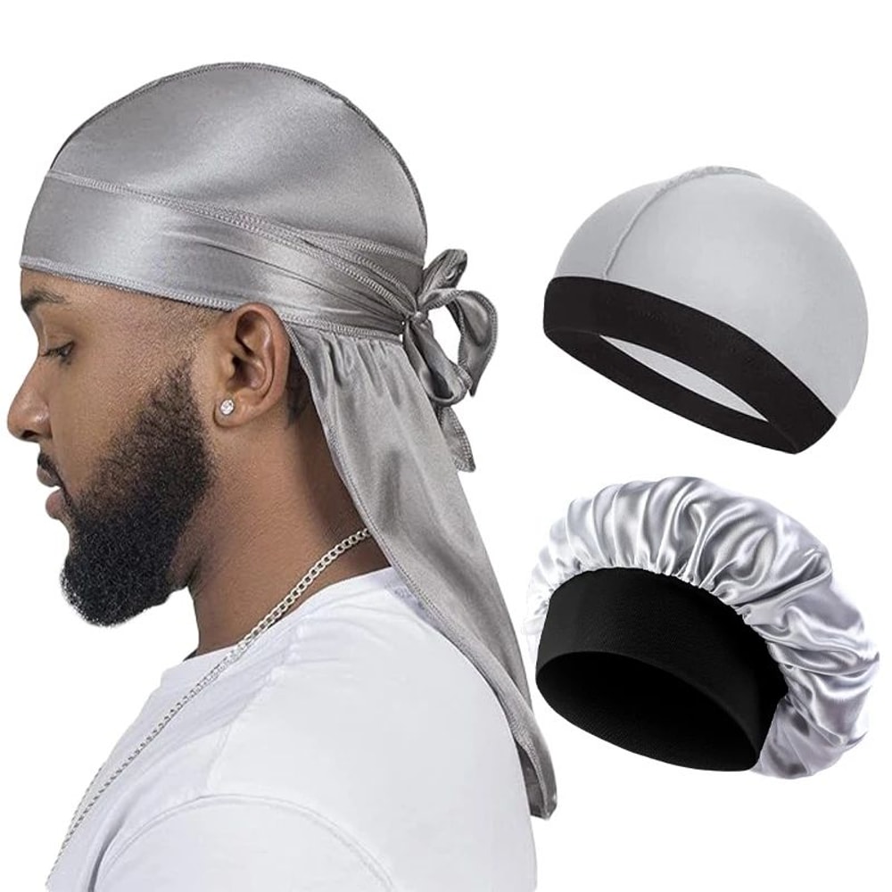 Silky Satin Durag Wave Cap Set For Men And Women 5