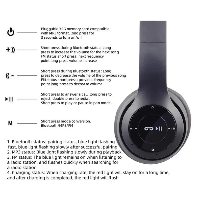 Wireless Bluetooth Noise Canceling Headphones P47 3