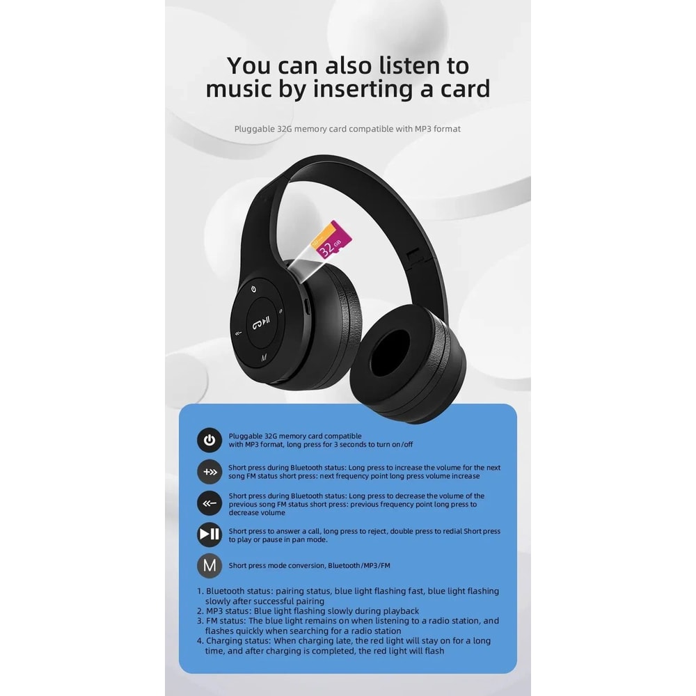 Wireless Bluetooth Noise Canceling Headphones P47 11